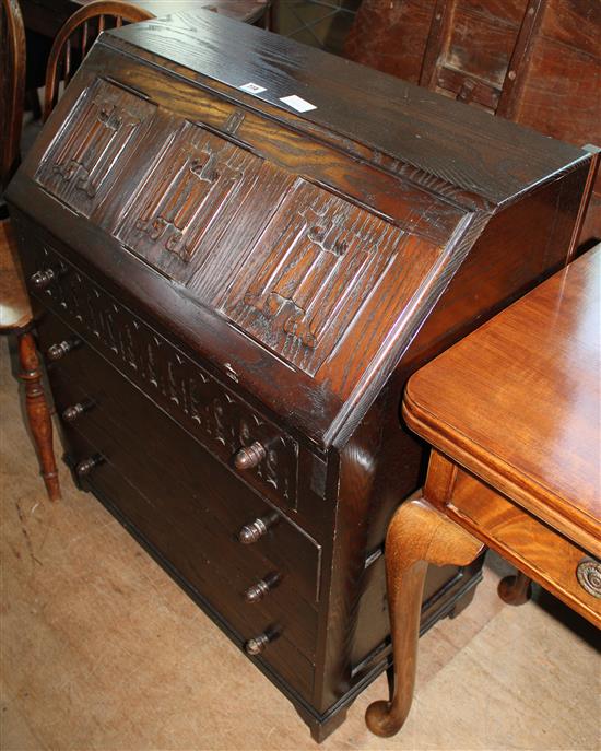 Oak linenfold bureau